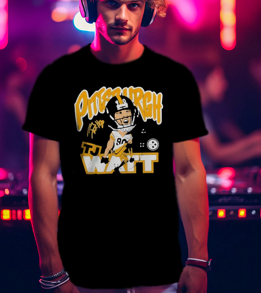 Pittsburgh TJ Watt 90 Cartoon Scream Steelers T-Shirt