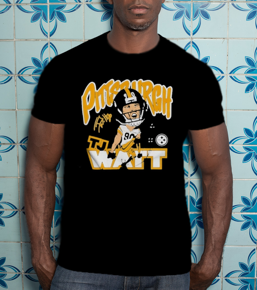 Pittsburgh TJ Watt 90 Cartoon Scream Steelers T-Shirt