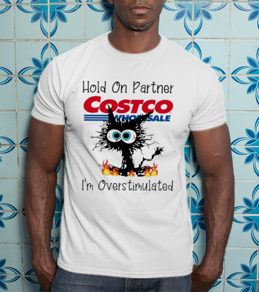 Hold On Partner Costco Wholesale Cat I'm Overstimulated 2026 T-Shirt