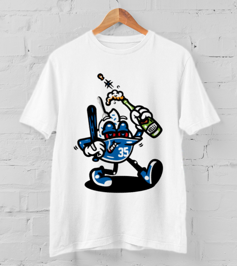 Cody Bellinger 35 Belli Champagne Celebration Baseball Cartoon T-Shirt