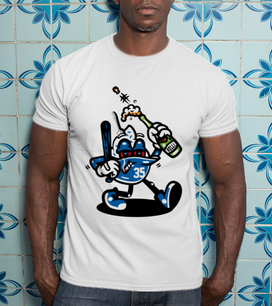 Cody Bellinger 35 Belli Champagne Celebration Baseball Cartoon T-Shirt