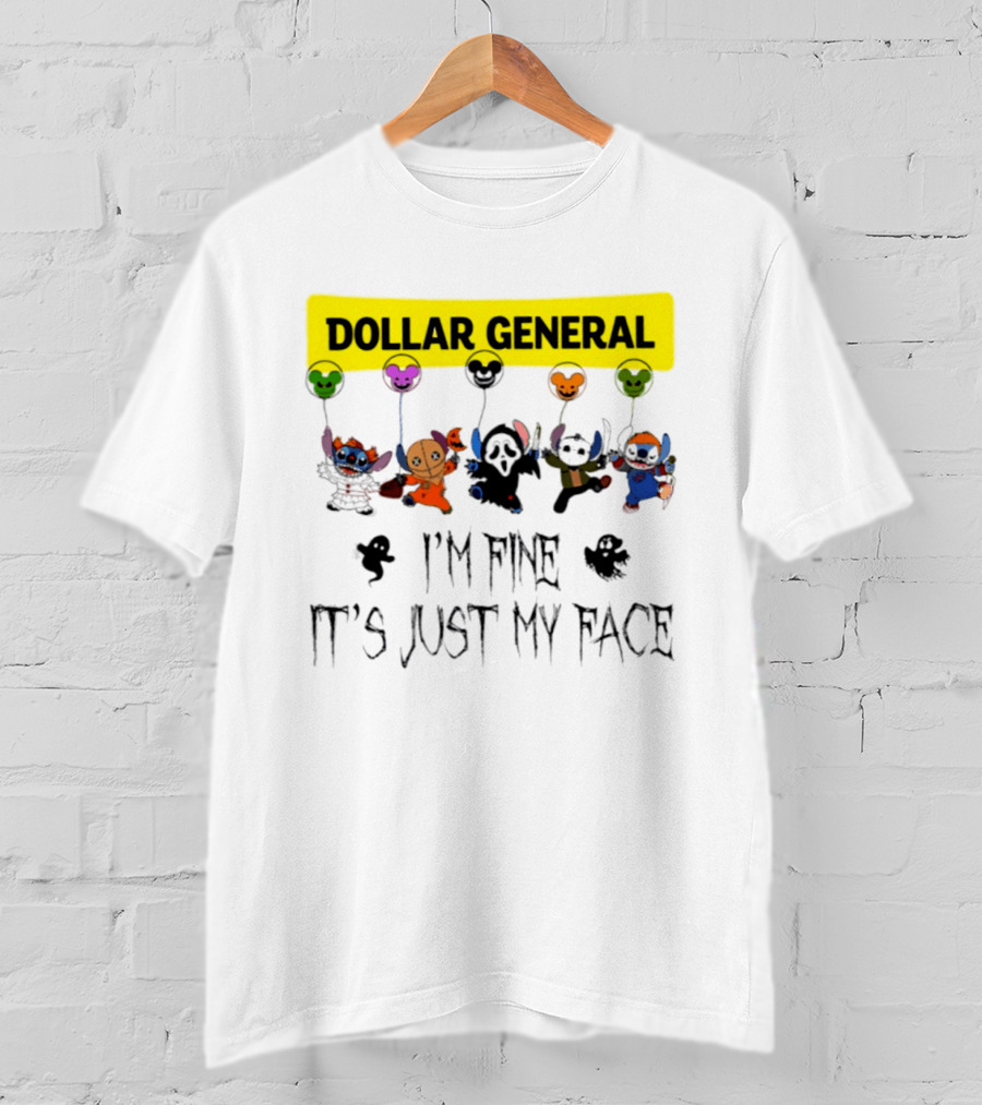 Dollar General Stitch Halloween 2026 I'm Fine It's Just My Face T-Shirt