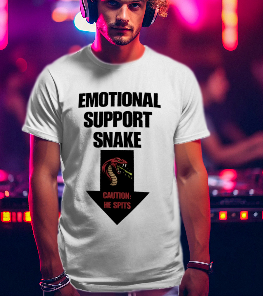 Emotional Support Snake Caution He Spits Arrow T-Shirt