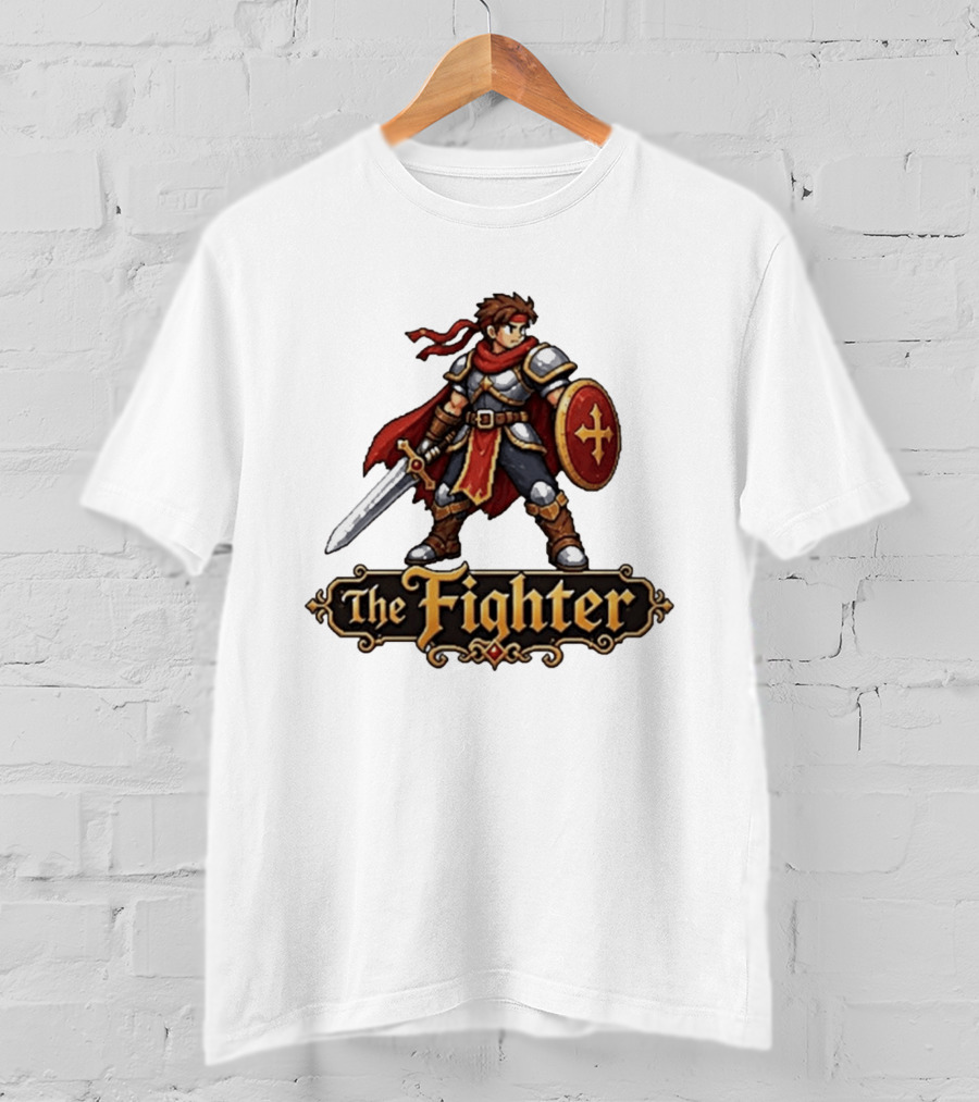 The Fighter Fantasy RPG Pixel Knight Sword And Shield Hero T-Shirt