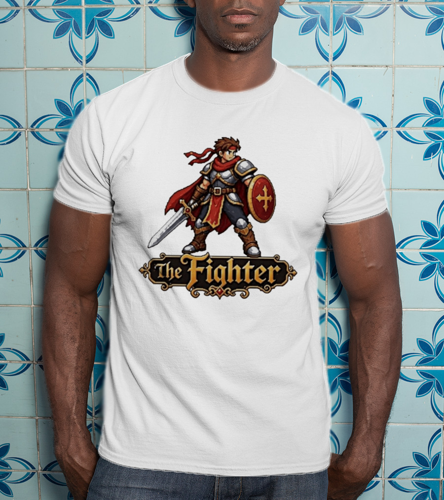 The Fighter Fantasy RPG Pixel Knight Sword And Shield Hero T-Shirt
