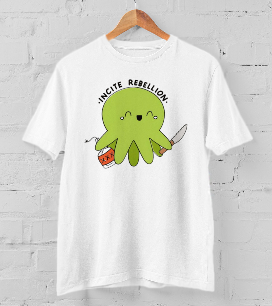 Incite Rebellion Octopus Knife Molotov Cocktail T-Shirt