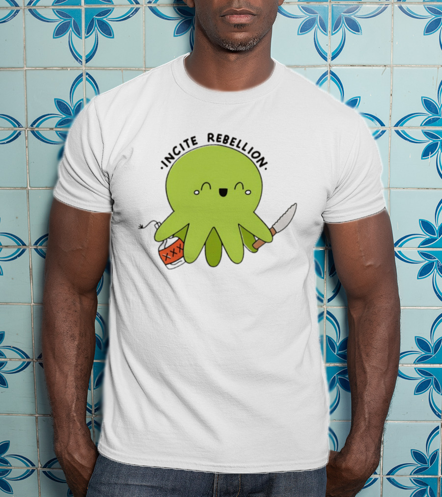 Incite Rebellion Octopus Knife Molotov Cocktail T-Shirt