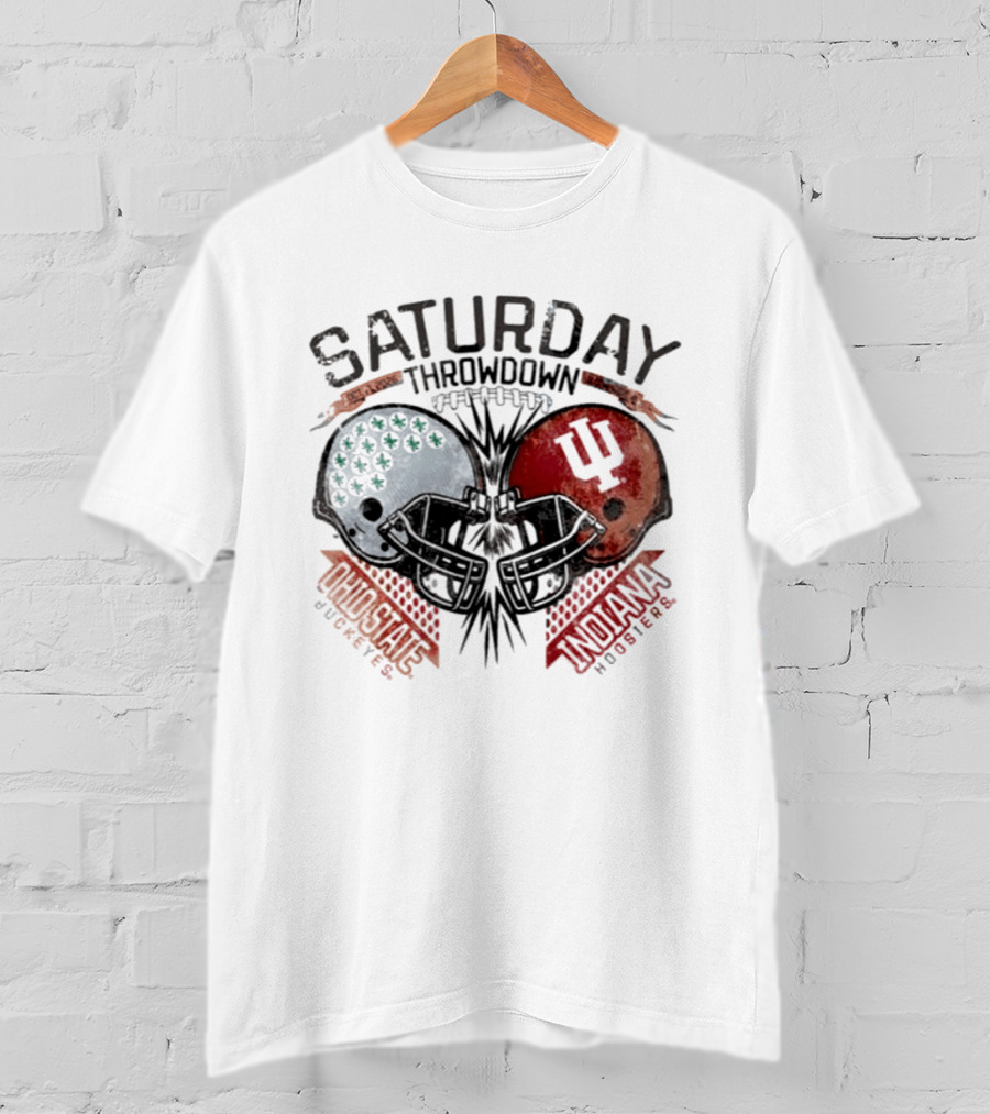 Indiana Hoosiers Ohio State Buckeyes Saturday Throwdown Football 2026 Helmets T-Shirt