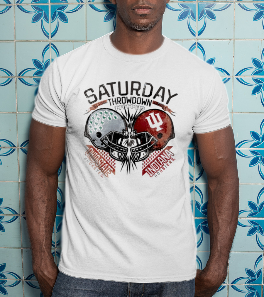 Indiana Hoosiers Ohio State Buckeyes Saturday Throwdown Football 2026 Helmets T-Shirt