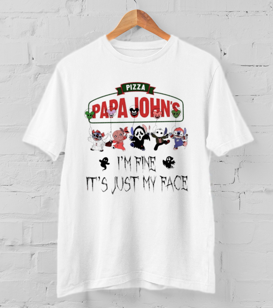 Papa John's Pizza X Stitch Halloween 2026 I'm Fine It's Just My Face T-Shirt