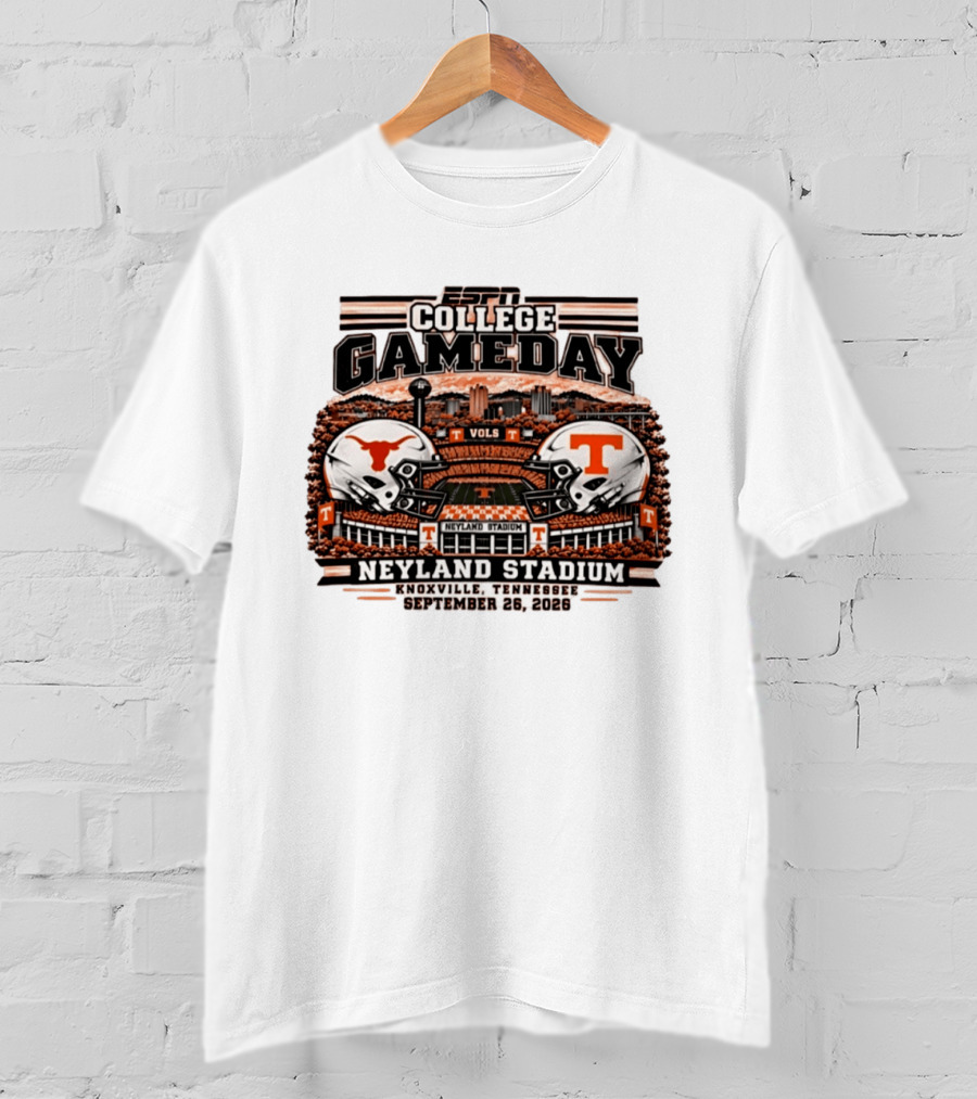 ESPN College GameDay Tennessee Volunteers Vs Texas Longhorns Neyland Stadium Knoxville September 26 2026 T-Shirt