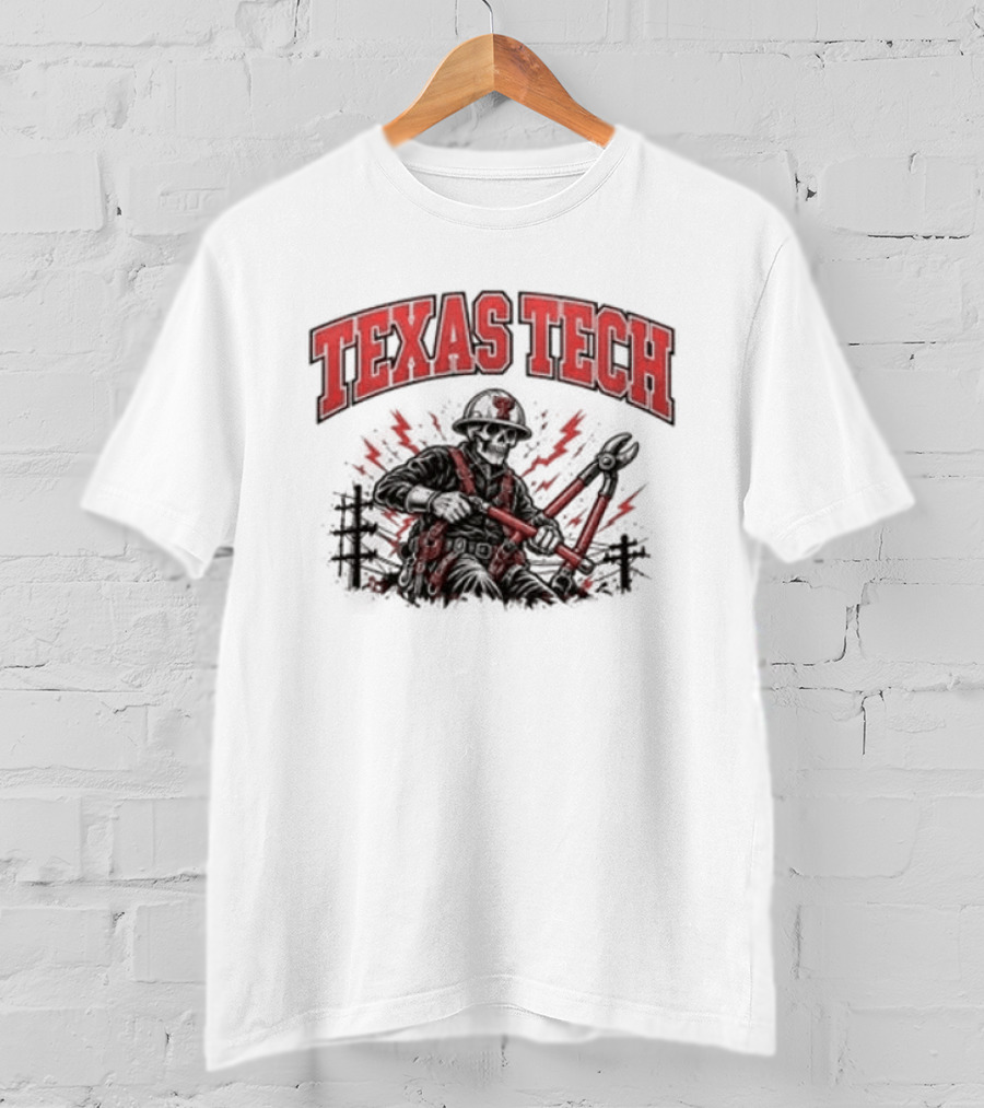 Texas Tech Red Raiders Lineman Halloween 2026 Football Spooky Skeleton T-Shirt
