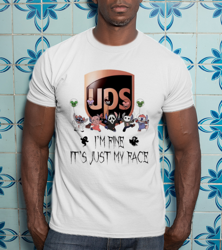UPS X Stitch Halloween 2026 I'm Fine It's Just My Face T-Shirt