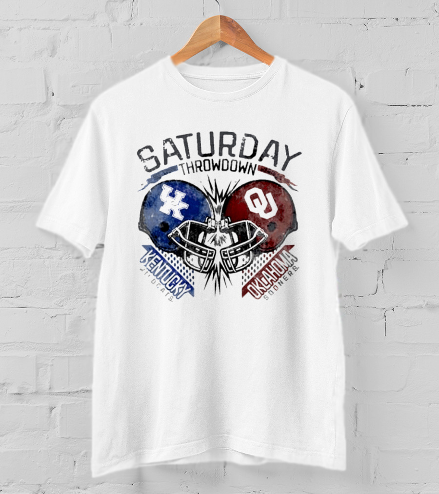 Oklahoma Sooners Vs Kentucky Wildcats 2026 Saturday Throwdown Football Helmets Clash T-Shirt