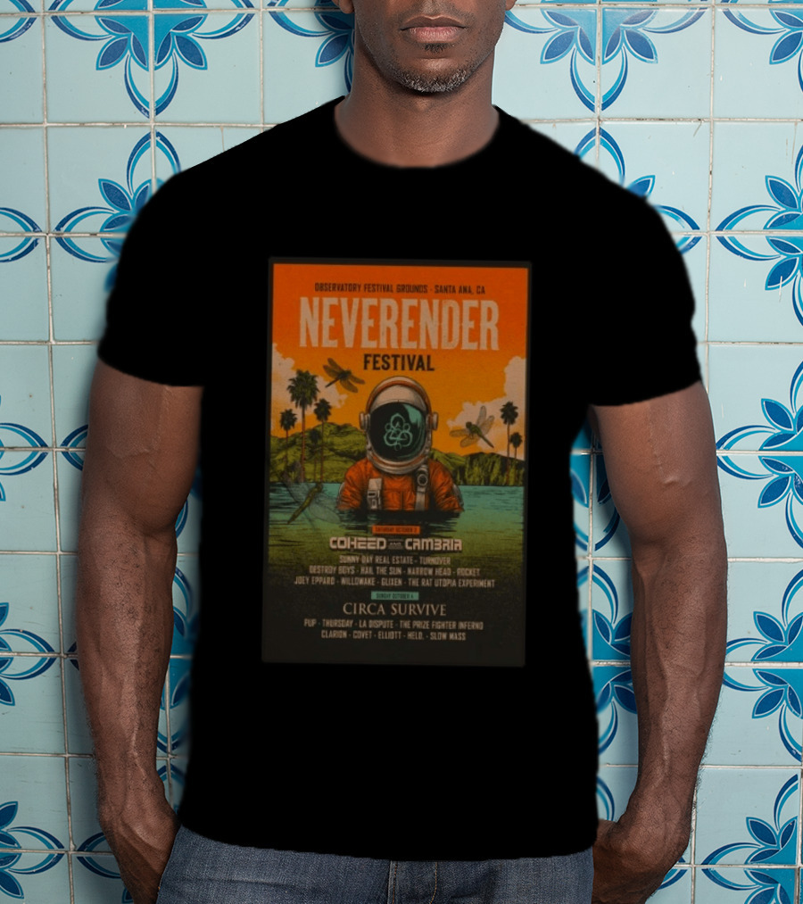 Observatory Festival Grounds Santa Ana 2026 Neverender Festival Coheed And Cambria Circa Survive Lineup T-Shirt