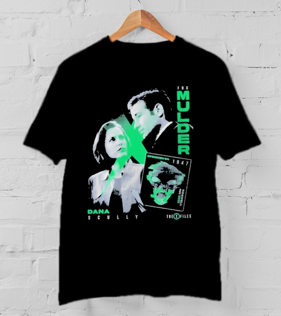 Fox Mulder Dana Scully The X Files 1997 Skull Print T-Shirt