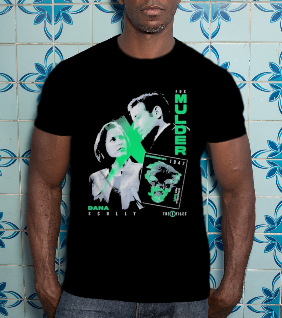 Fox Mulder Dana Scully The X Files 1997 Skull Print T-Shirt