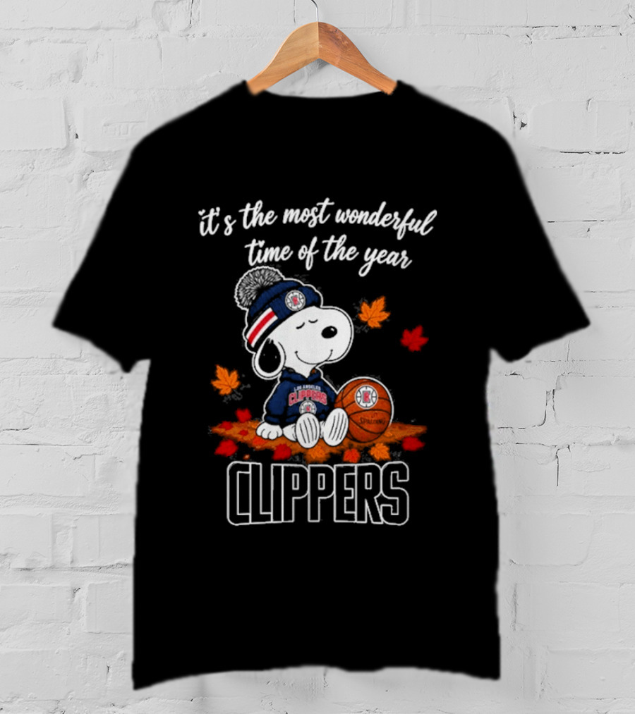 Los Angeles Clippers Snoopy Autumn Football Most Wonderful Time Of The Year T-Shirt