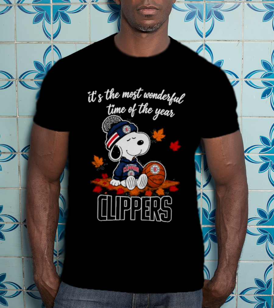 Los Angeles Clippers Snoopy Autumn Football Most Wonderful Time Of The Year T-Shirt