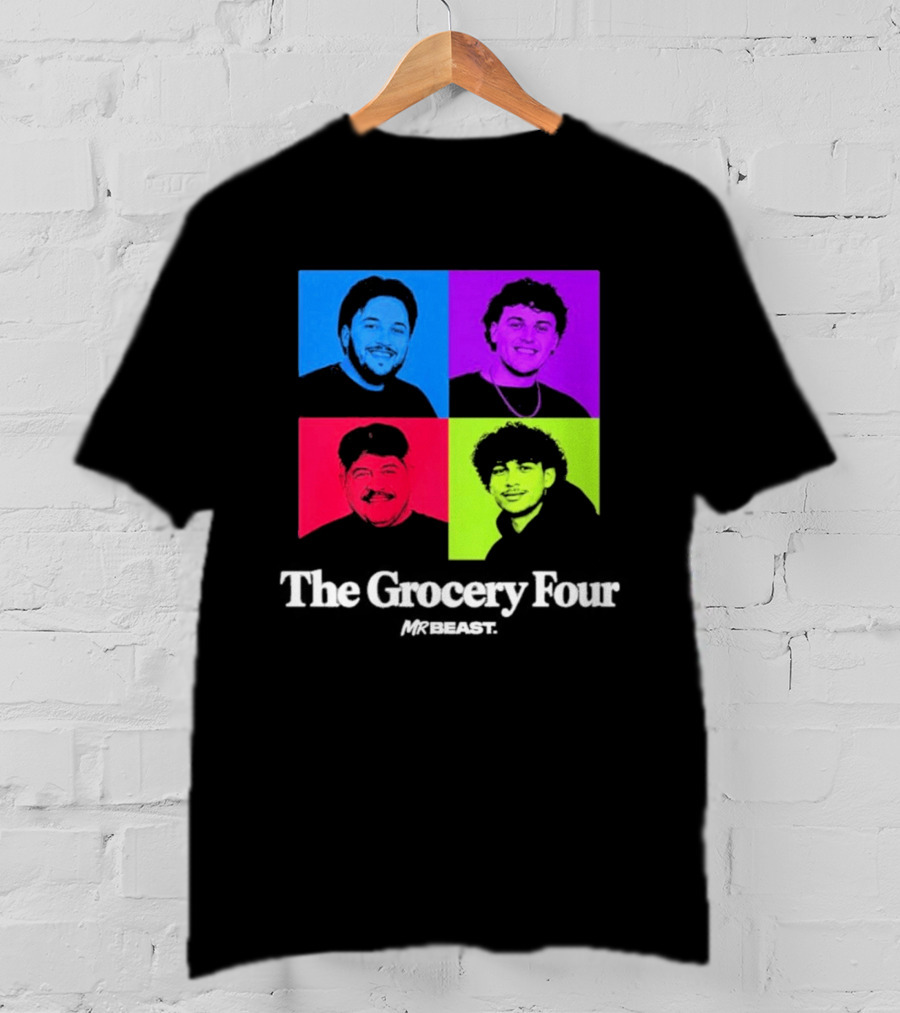MrBeast Grocery Four Pop Art Style Colorful Portraits T-Shirt