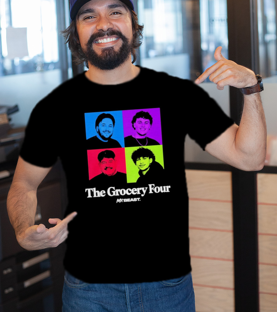 MrBeast Grocery Four Pop Art Style Colorful Portraits T-Shirt