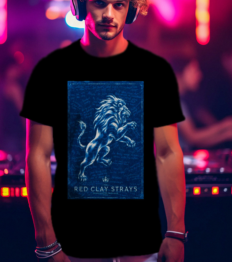 The Red Clay Strays Lion Art Grand Rapids Michigan Concert T-Shirt