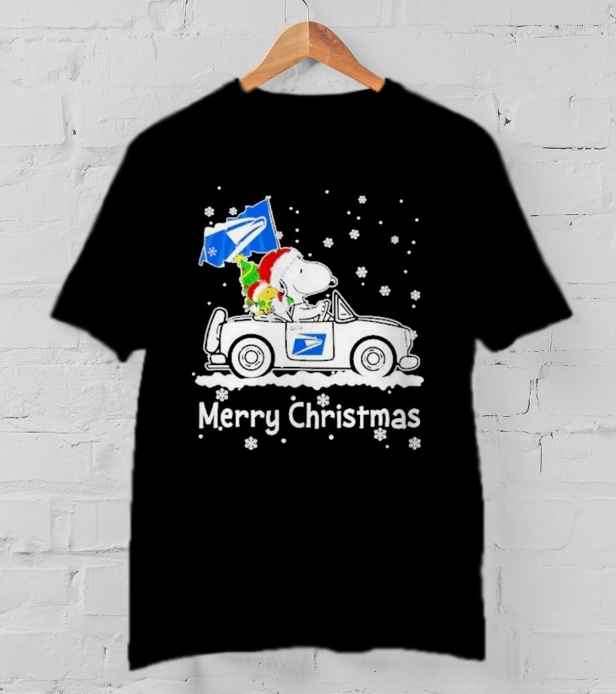 United States Postal Service Snoopy Woodstock Car Merry Christmas 2026 T-Shirt