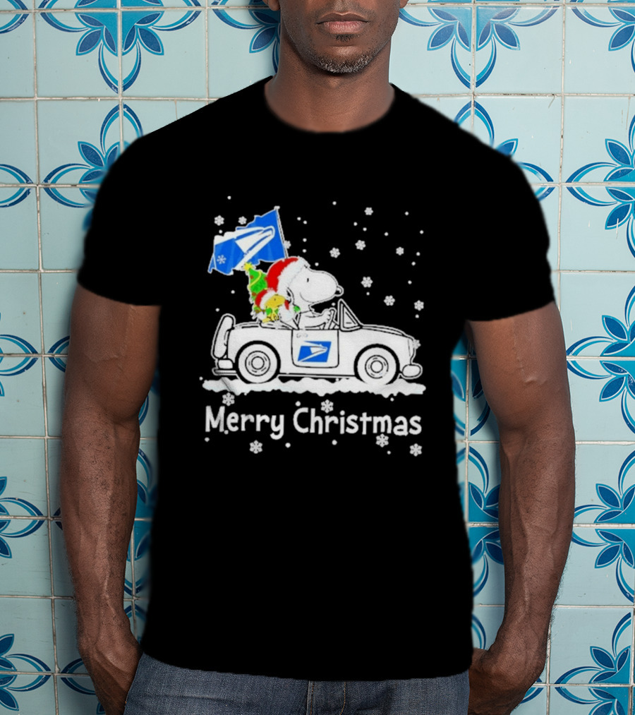 United States Postal Service Snoopy Woodstock Car Merry Christmas 2026 T-Shirt