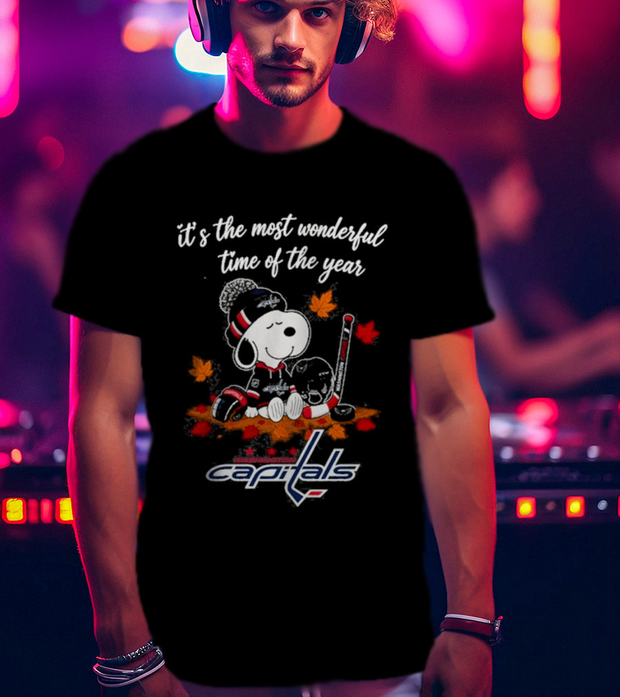 Snoopy Washington Capitals Autumn Hockey Most Wonderful Time Of The Year T-Shirt