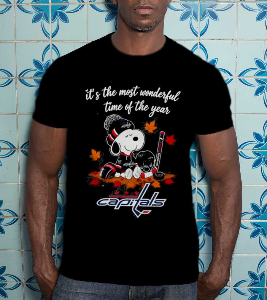 Snoopy Washington Capitals Autumn Hockey Most Wonderful Time Of The Year T-Shirt