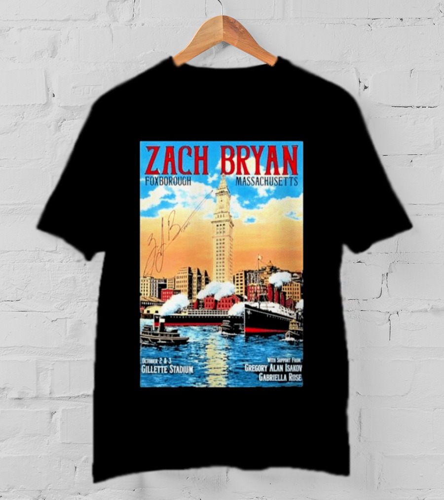Zach Bryan Foxborough Massachusetts Gillette Stadium October 2 3 2026 Gregory Alan Isakov Gabriella Rose T-Shirt