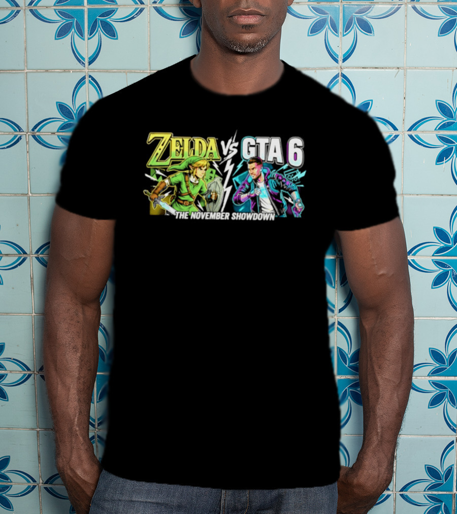 Zelda Vs GTA 6 The November Showdown Gaming Epic Clash T-Shirt