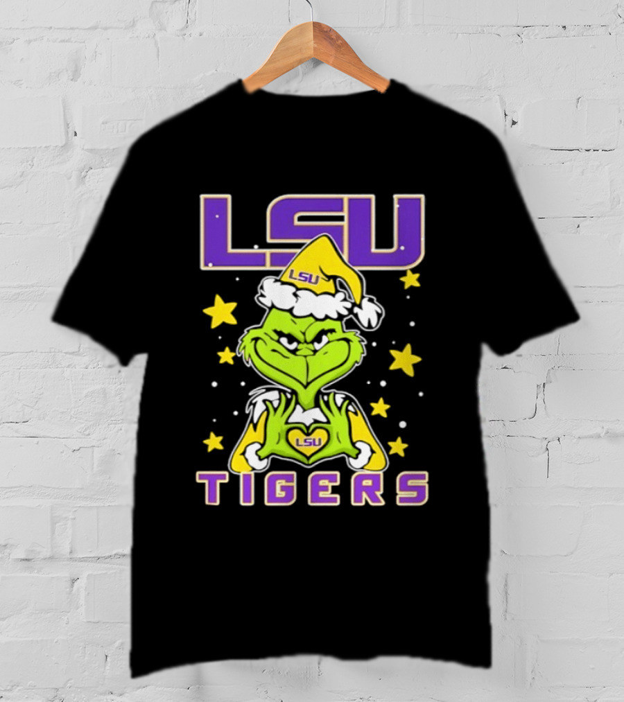 LSU Tigers Grinch Love Hands Christmas 2026 Football Holiday T-Shirt