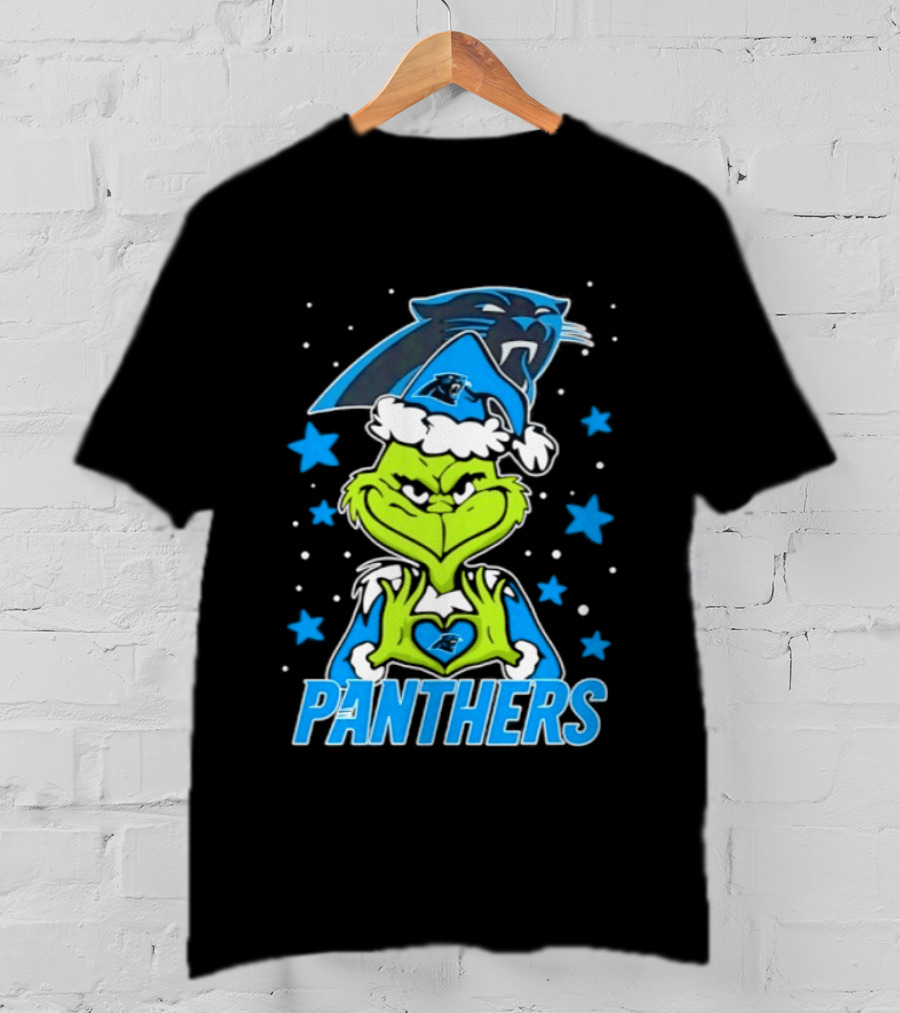 Carolina Panthers Grinch Love Hands Christmas 2026 Football Magic T-Shirt
