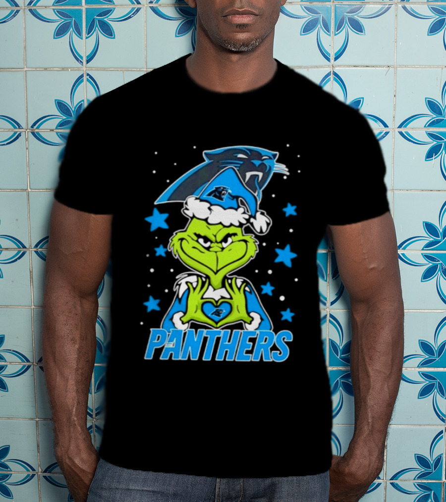 Carolina Panthers Grinch Love Hands Christmas 2026 Football Magic T-Shirt