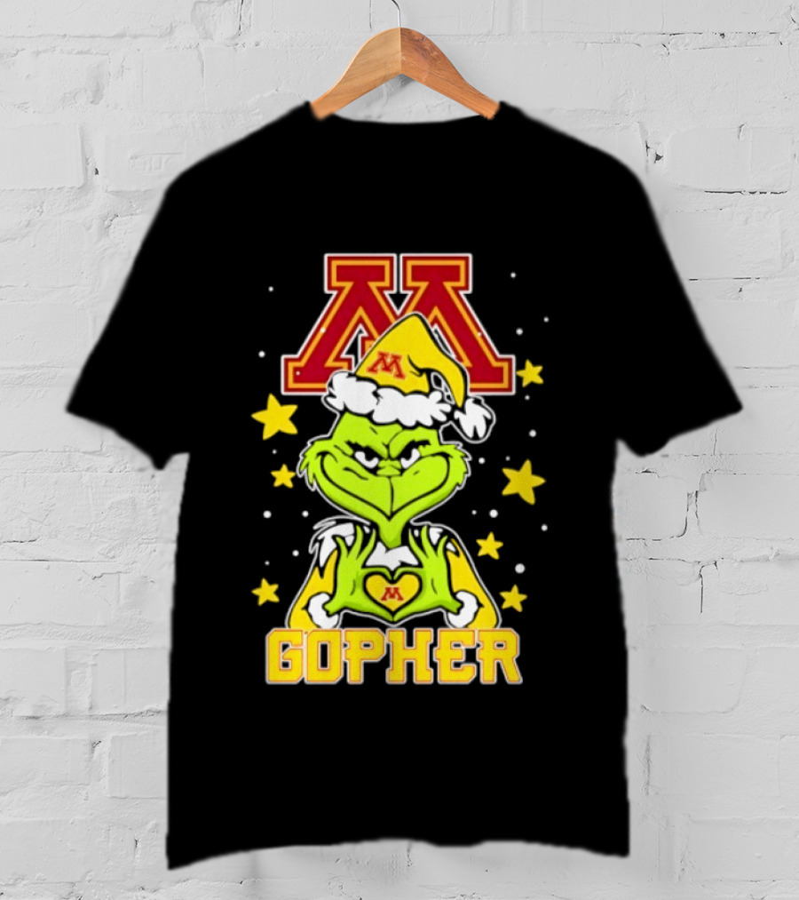Minnesota Golden Gophers Santa Grinch Love Hands Christmas Football 2026 T-Shirt