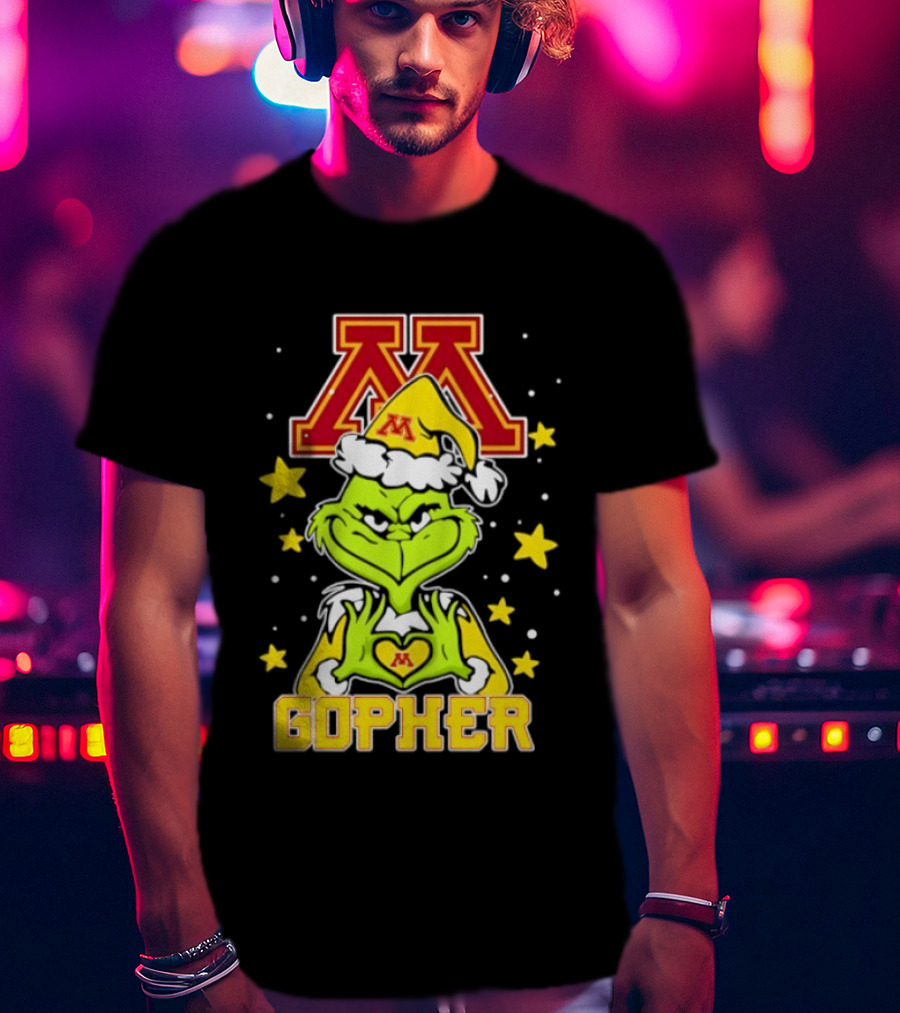 Minnesota Golden Gophers Santa Grinch Love Hands Christmas Football 2026 T-Shirt