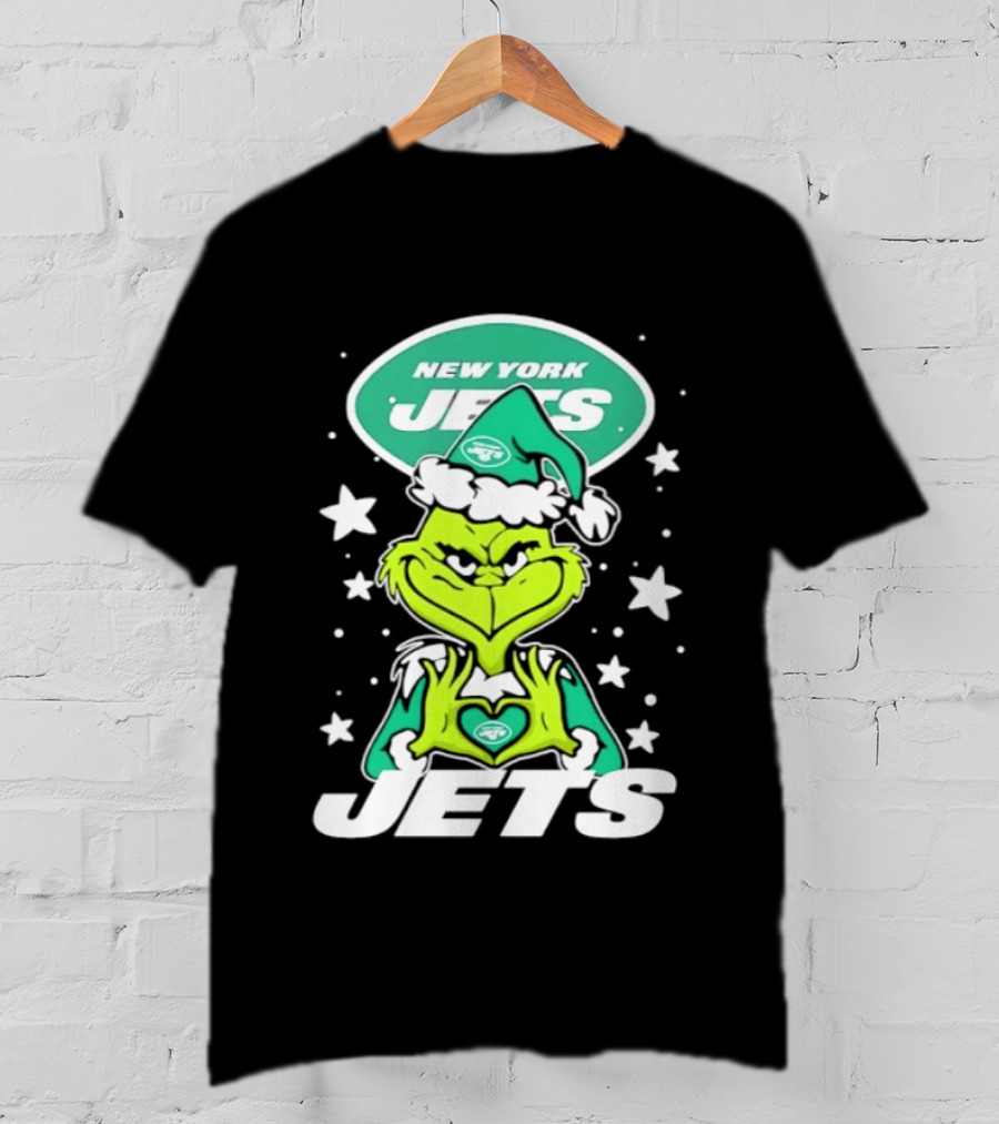 New York Jets Grinch Christmas 2026 Football Love Hands T-Shirt