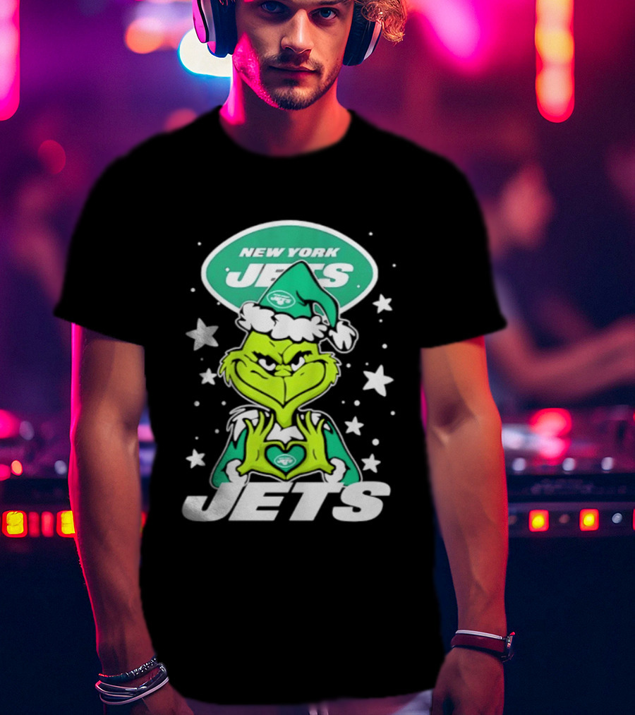 New York Jets Grinch Christmas 2026 Football Love Hands T-Shirt