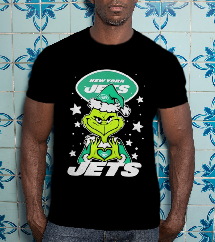 New York Jets Grinch Christmas 2026 Football Love Hands T-Shirt