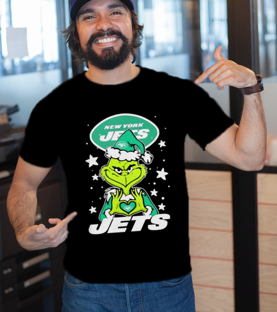 New York Jets Grinch Christmas 2026 Football Love Hands T-Shirt