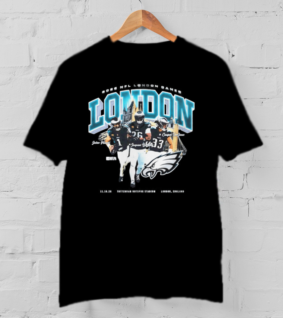 Philadelphia Eagles 2026 London International Games Saquon Barkley Jalen Hurts Eagles T-Shirt