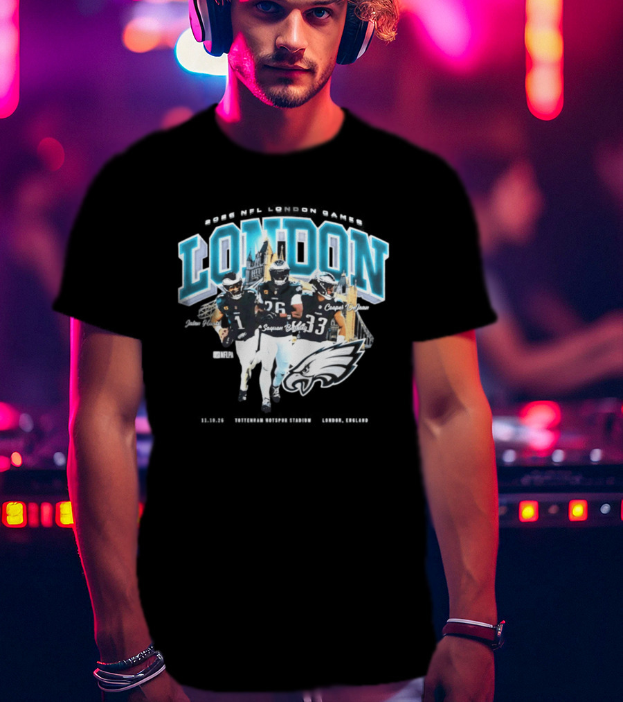 Philadelphia Eagles 2026 London International Games Saquon Barkley Jalen Hurts Eagles T-Shirt