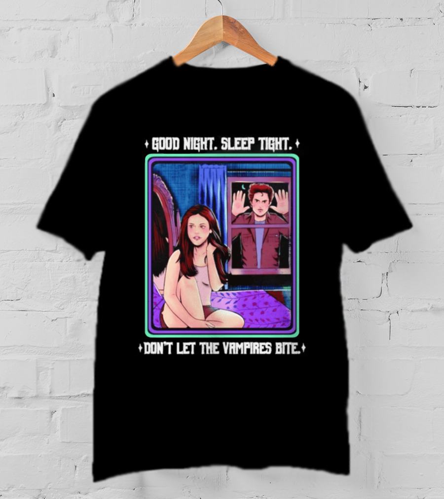 Good Night Sleep Tight Don't Let The Vampires Bite Twilight Bedroom Scene T-Shirt