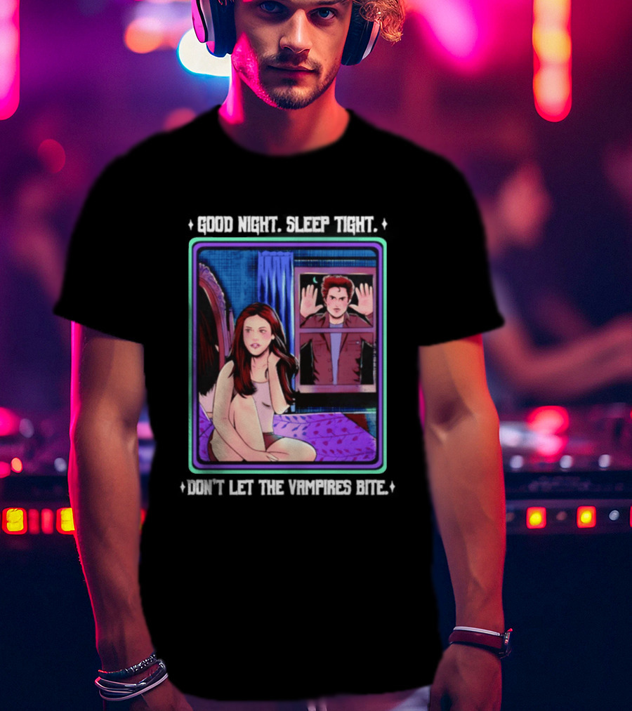 Good Night Sleep Tight Don't Let The Vampires Bite Twilight Bedroom Scene T-Shirt