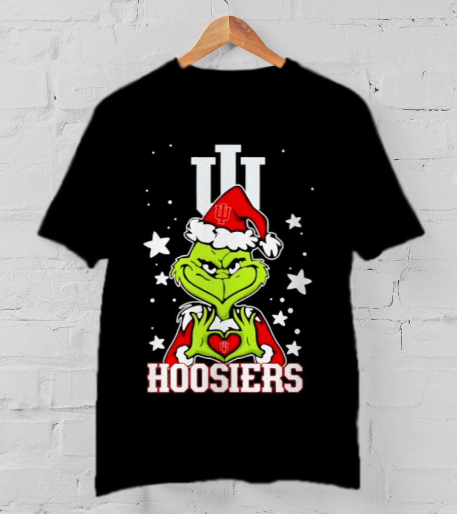 Indiana Hoosiers Grinch Christmas Love Hands 2026 Football T-Shirt