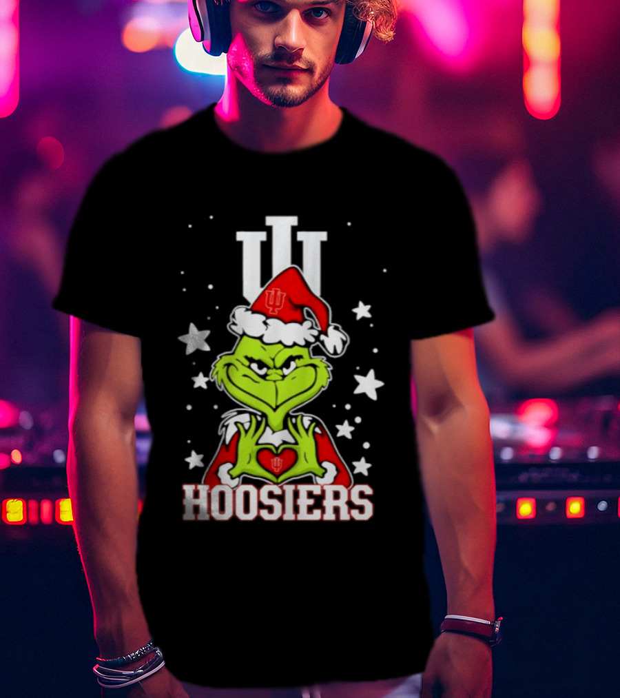 Indiana Hoosiers Grinch Christmas Love Hands 2026 Football T-Shirt