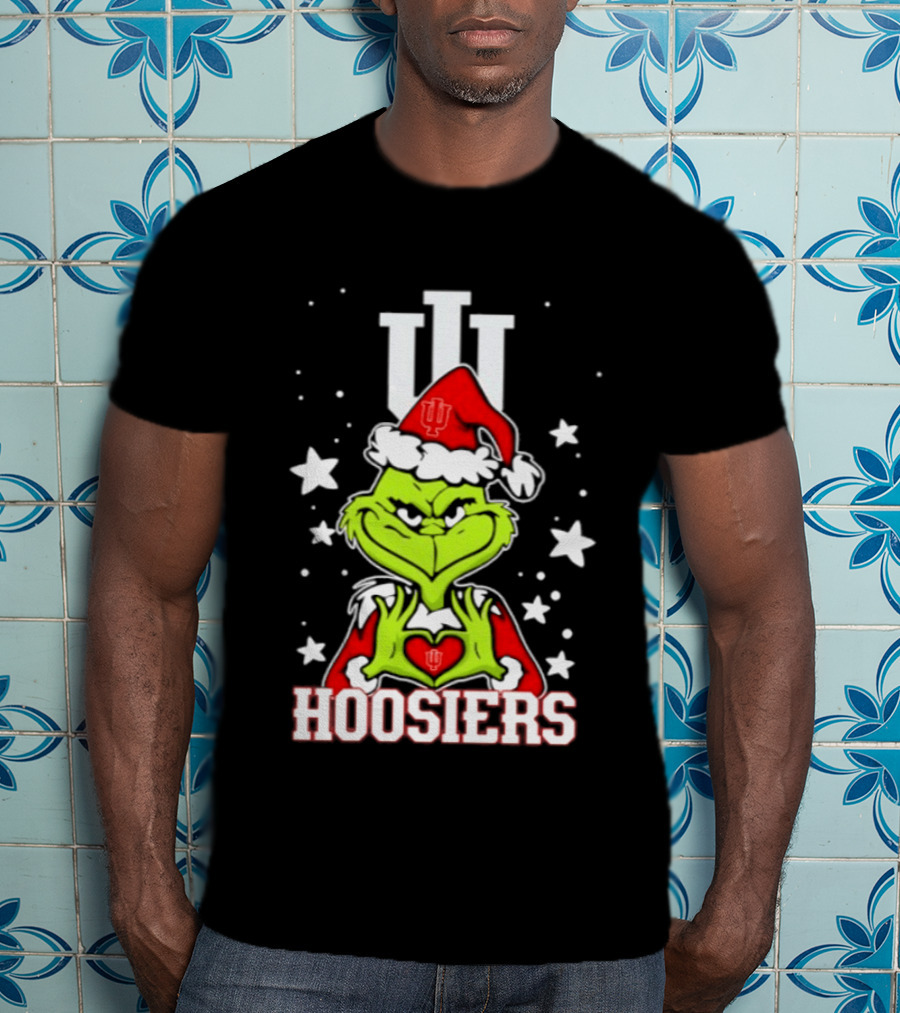 Indiana Hoosiers Grinch Christmas Love Hands 2026 Football T-Shirt