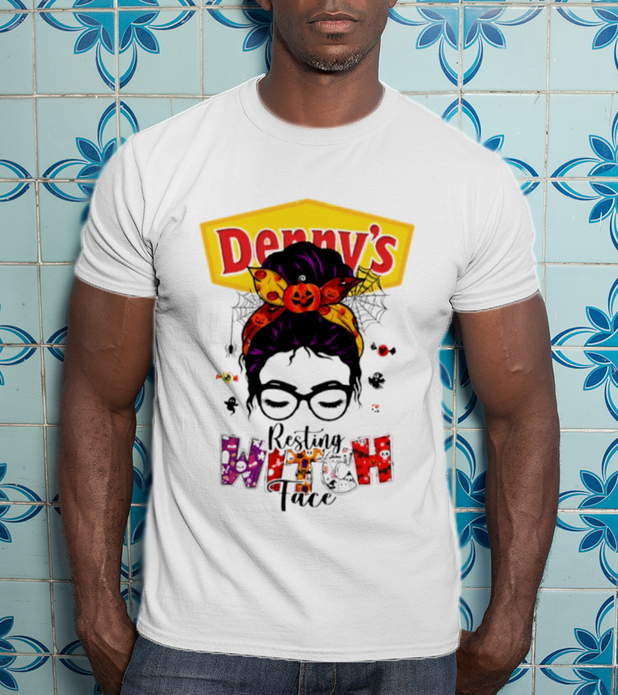 Denny's Resting Witch Face Halloween 2026 Pumpkin Headband And Web Glasses T-Shirt