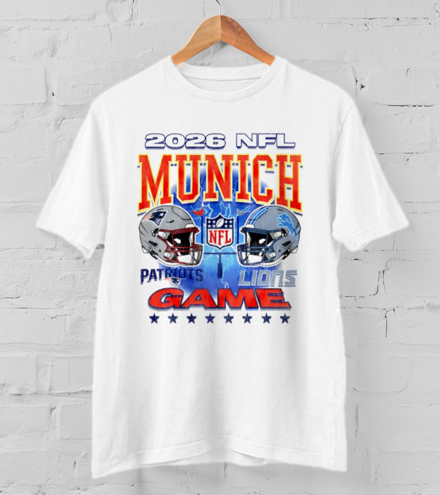 2026 NFL Munich Game New England Patriots Vs Detroit Lions Helmets T-Shirt